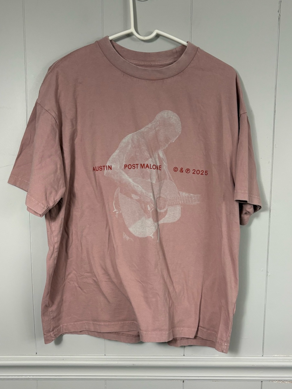 AE America Eagle Boxy Fit Post Malone Graphic T-Shirt Mauve Pink Large Cotton